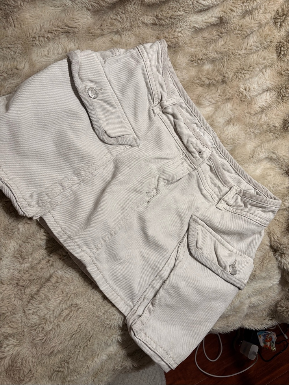 Garage White Mini Cargo Skirt